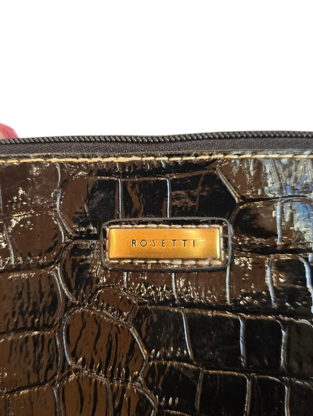 Rosetti Black Croc Embossed Faux Leather Wristlet